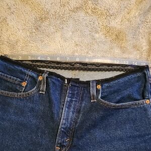 Blue Denim Jeans with Black Lace Trim